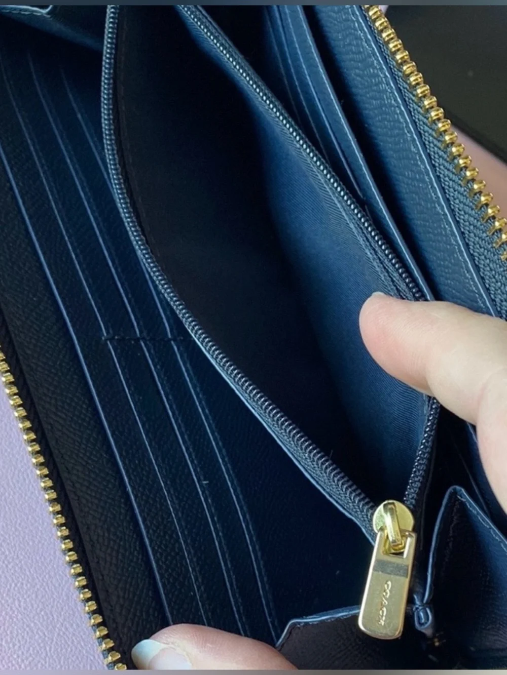 COACH Midnight Blue Leather Wallet.